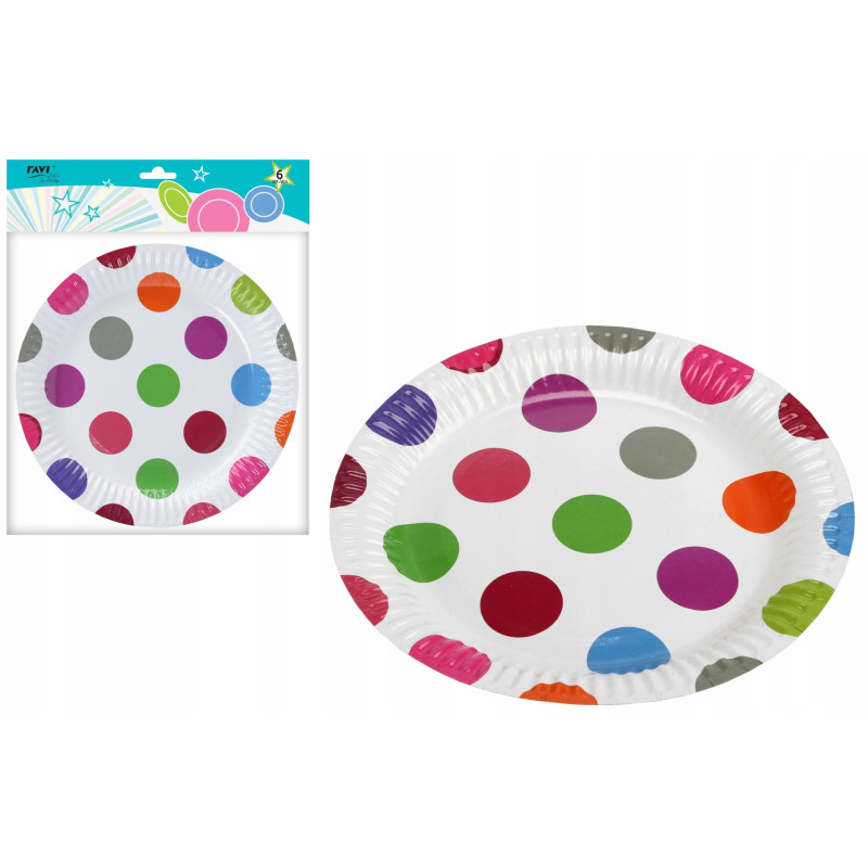 TALERZYKI PAPIEROWE PINK DOTS 18cm 6szt kropki