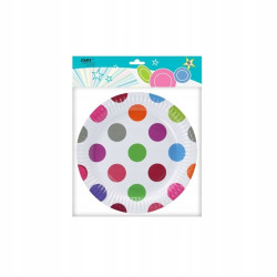 TALERZYKI PAPIEROWE PINK DOTS 18cm 6szt kropki