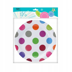 TALERZYKI PAPIEROWE PINK DOTS 18cm 6szt kropki