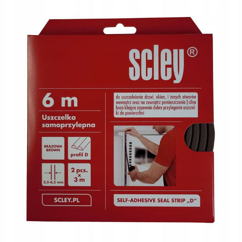 Uszczelka typ D brązowa 6m kartonik 3,5 do 6,5mm