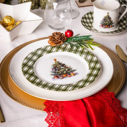 Talerz deserowy Świąteczny Porcelanowy Choinka Boże Narodzenie 20cm