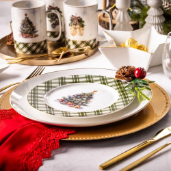 Talerz deserowy Świąteczny Porcelanowy Choinka Boże Narodzenie 20cm