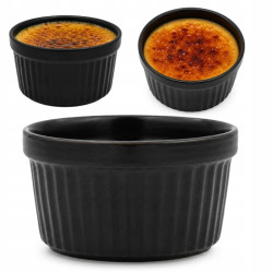 Kokilka 200ml 9cm Żaroodporne Suflet Miski Naczynie Czarna Miseczka deser