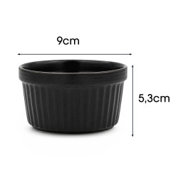 Kokilka 200ml 9cm Żaroodporne Suflet Miski Naczynie Czarna Miseczka deser