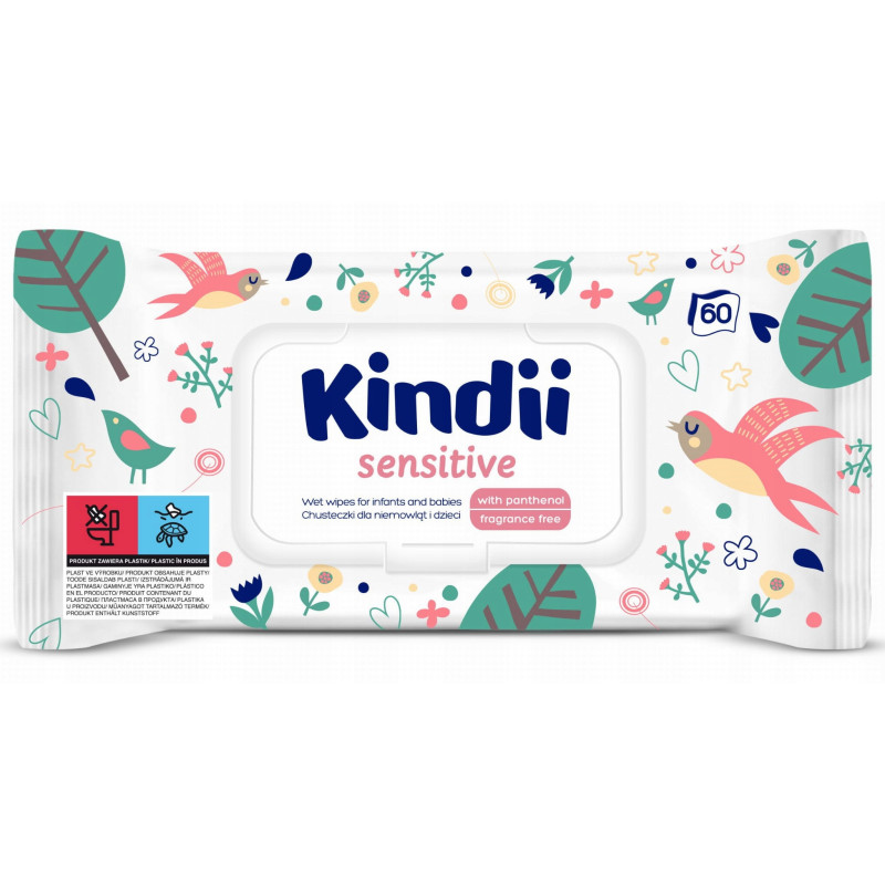 Chusteczki nawilżane Kindii Sensitive 60szt
