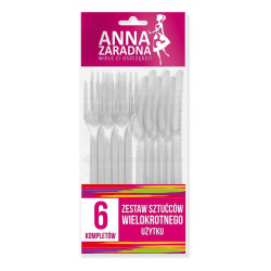 ZESTAW SZTUĆCÓW WIELOKROTNEGO UŻYTKU 6 KOMPLETÓW 12szt