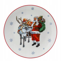 Talerz świąteczny deserowy talerzyk Altom Design Wyprawa Mikołaja 20,5 cm