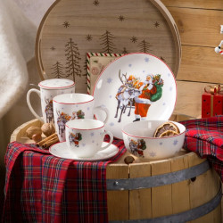 Salaterka miska do zupy 0,6 l świąteczna Altom Design Wyprawa Mikołaja 14cm