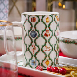 Kubek świąteczny porcelanowy Świąteczna Girlanda Mikołaj 380 ml