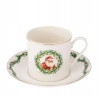 Filiżanka ze spodkiem 220ml porcelanowa do kawy herbaty Świąteczna Girlanda