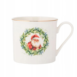 Filiżanka ze spodkiem 220ml porcelanowa do kawy herbaty Świąteczna Girlanda