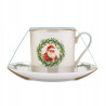 Filiżanka ze spodkiem 220ml porcelanowa do kawy herbaty Świąteczna Girlanda
