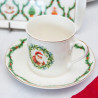 Filiżanka ze spodkiem 220ml porcelanowa do kawy herbaty Świąteczna Girlanda