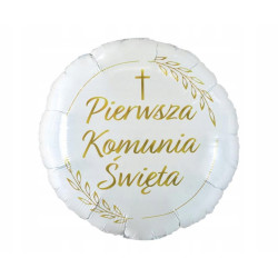 Balon foliowy Pierwsza Komunia Święta (kłosy) okrągły 18CALI