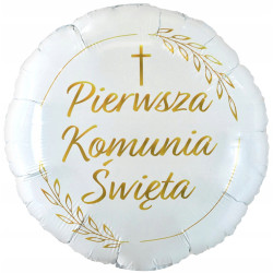 Balon foliowy Pierwsza Komunia Święta (kłosy) okrągły 18CALI