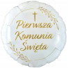 Balon foliowy Pierwsza Komunia Święta (kłosy) okrągły 18CALI