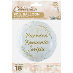 Balon foliowy Pierwsza Komunia Święta (kłosy) okrągły 18CALI