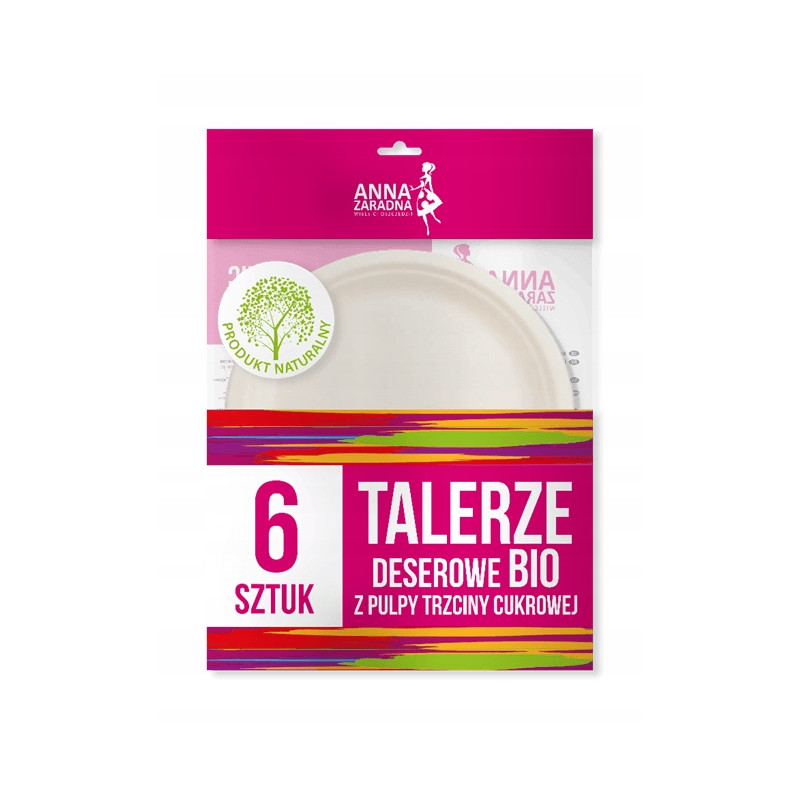 Anna Zaradna Talerze deserowe BIO z pulpy trzciny cukrowej 6 szt.