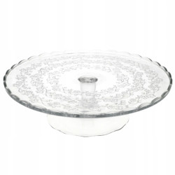 PATERA SZKLANA Z KLOSZEM NA TORT CIASTO OWOCE 29 cm Z POKRYWĄ NA PREZENT