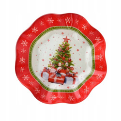 Talerz świąteczny dekoracyjny szklany SANTA LILA 19x19x3,7cm