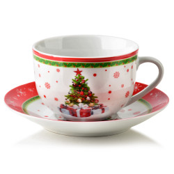 Filiżanka świąteczne ze spodkiem 200ml SANTA LILA mondex porcelana