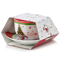 Filiżanka świąteczne ze spodkiem 200ml SANTA LILA mondex porcelana