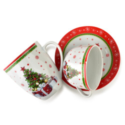 Filiżanka świąteczne ze spodkiem 200ml SANTA LILA mondex porcelana