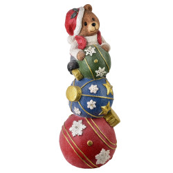 Świąteczna Figura LED Miś 65 cm Ceramiczna Czerwona SANTA LILA