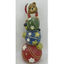 Świąteczna Figura LED Miś 65 cm Ceramiczna Czerwona SANTA LILA