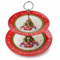 Patera świąteczne dwupoziomowa SANTA LILA szklana 20cm/25cm