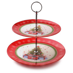 Patera świąteczne dwupoziomowa SANTA LILA szklana 20cm/25cm