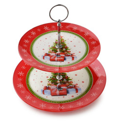 Patera świąteczne dwupoziomowa SANTA LILA szklana 20cm/25cm