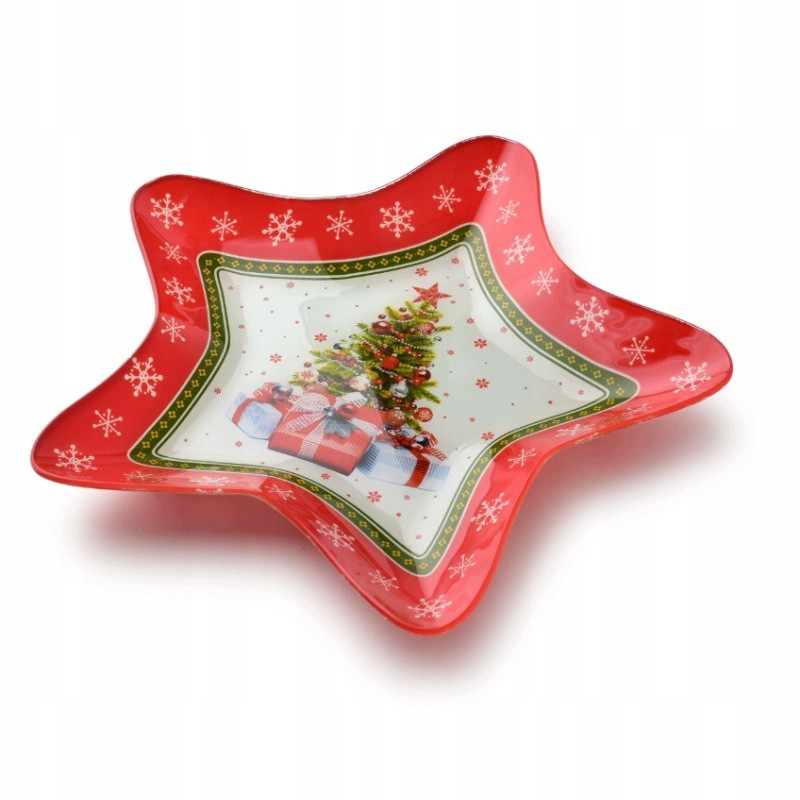 Miseczka świąteczna gwiazdka SANTA LILA szklana 31,4x31,4x3,8cm mondex