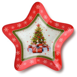 Miseczka świąteczna gwiazdka SANTA LILA szklana 31,4x31,4x3,8cm mondex
