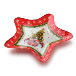 Miseczka świąteczna gwiazdka SANTA LILA szklana 31,4x31,4x3,8cm mondex