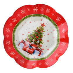 Talerz świąteczny dekoracyjny szkło SANTA LILA 28,5x28,5x4cm