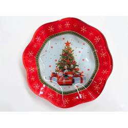 Talerz świąteczny dekoracyjny szkło SANTA LILA 28,5x28,5x4cm