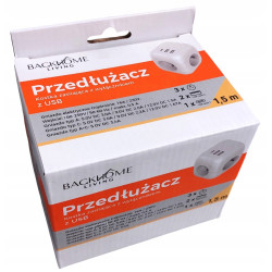 PRZEDŁUŻACZ KOSTKA ZASILAJĄCA 3 GNIAZDA 230V I 3 GNIAZDA USB 1,5 M BIAŁA
