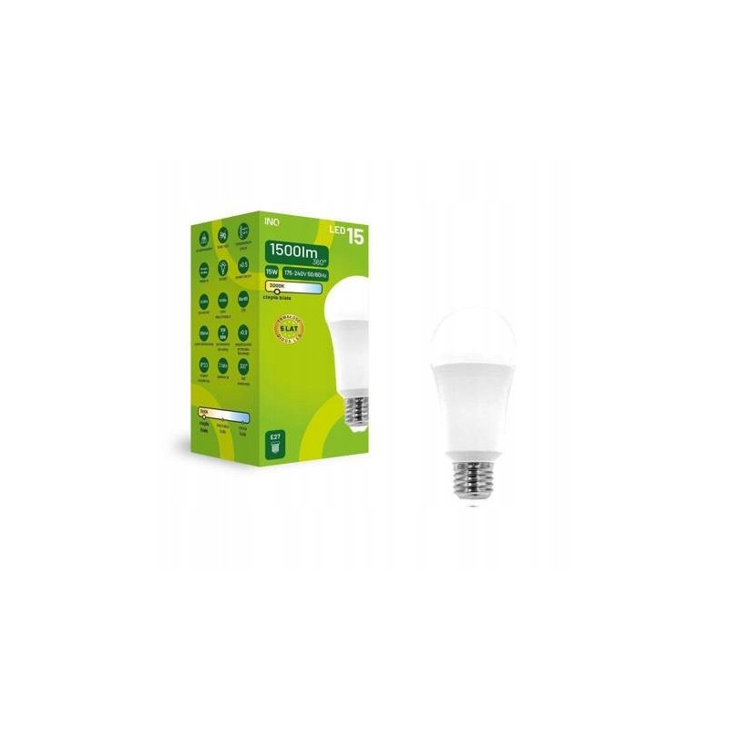 LED A60 E27 15W BULB 1500lm 3000K INQ