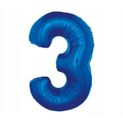 BALON FOLIOWY CYFRA NIEBIESKA 3 92CM