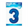 BALON FOLIOWY CYFRA NIEBIESKA 3 92CM