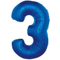 BALON FOLIOWY CYFRA NIEBIESKA 3 92CM