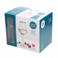 RUBIN GOLD KOMPLET 6 KIELISZKÓW WINO BIAŁE 370 ML