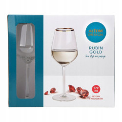 RUBIN GOLD KOMPLET 6 KIELISZKÓW WINO BIAŁE 370 ML