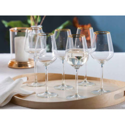RUBIN GOLD KOMPLET 6 KIELISZKÓW WINO BIAŁE 370 ML