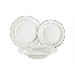 SERWIS KOMPLET OBIADOWY SREBRNA LINIA 18EL PORCELANA