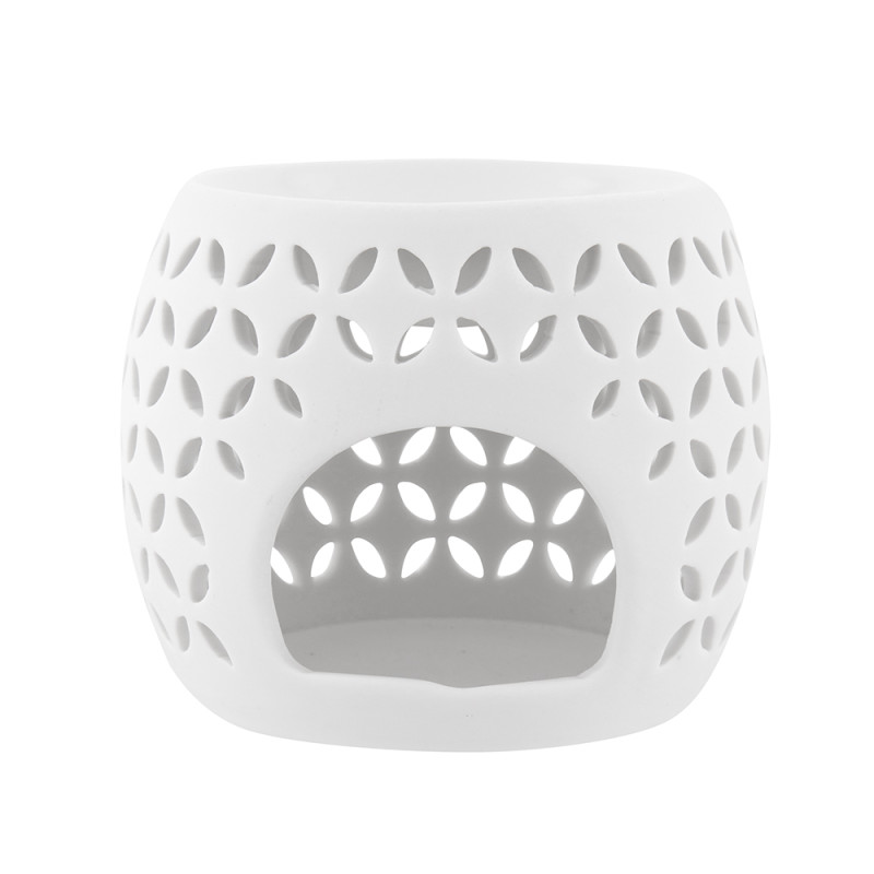 KOMINEK PORCELANOWY ZAPACHOWY DEK. LISTKI 10.5X10.5X8.5 CM