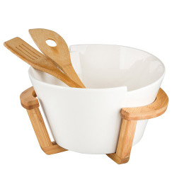 SALATERKA MISKA NA SAŁATKĘ PORCELANOWA   ŁYŻKI 29X25X16 CM