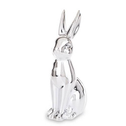 FIGURKA Królik Ceramiczny Srebrny 19 cm