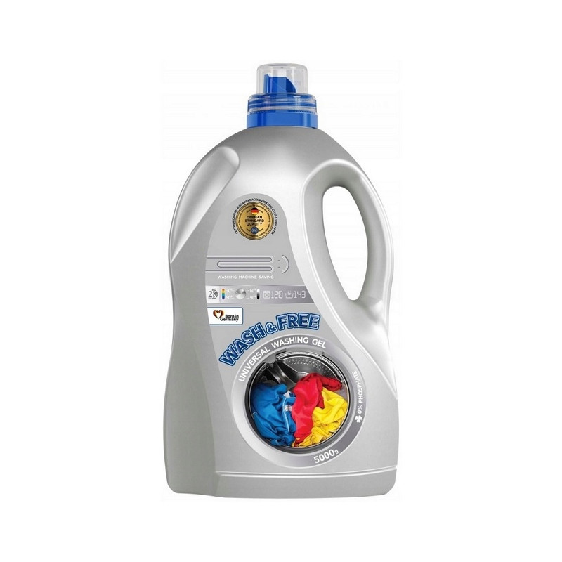 WASH&FREE Żel do prania UNIWERSALNY 143 prania, 5000 g